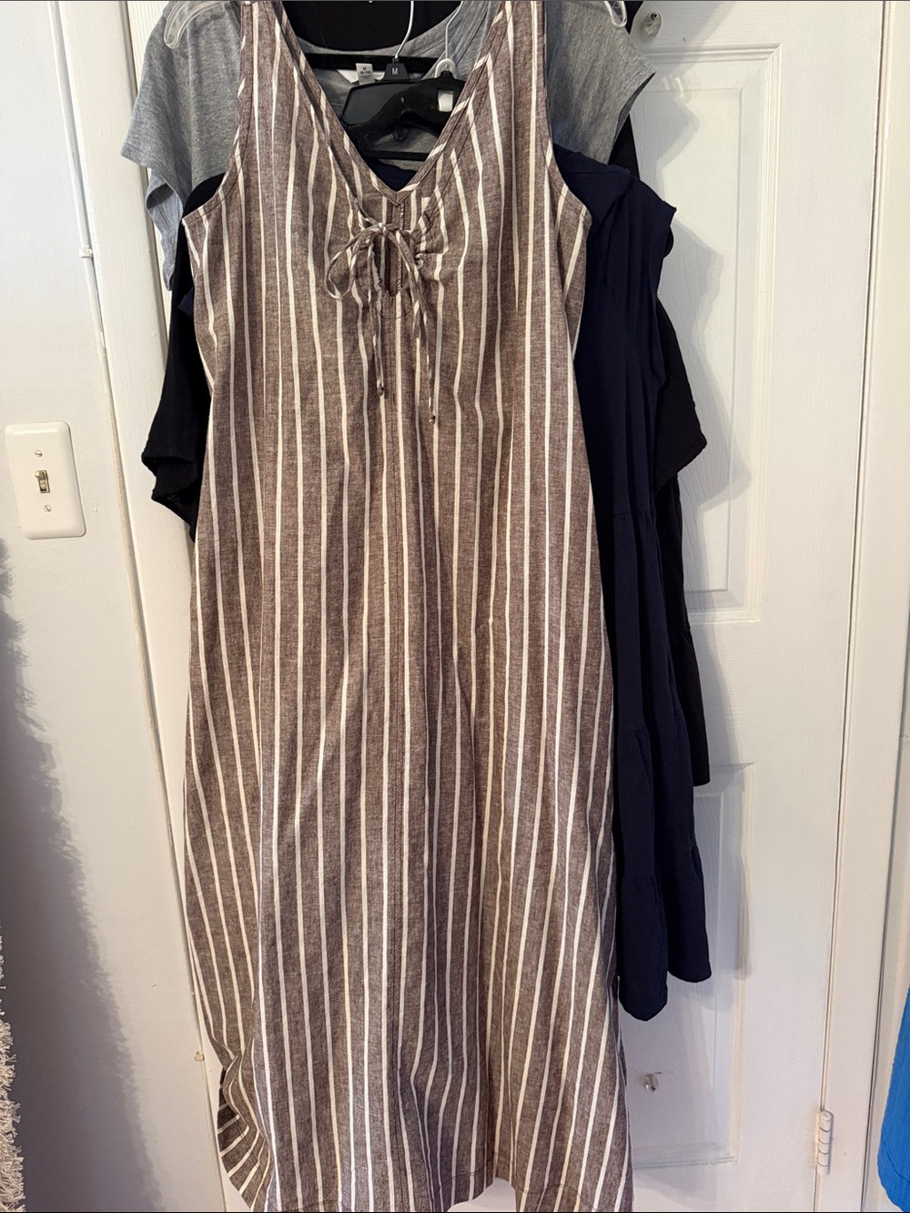 Lou&Grey Loft Sleeveless Brown Stripe Tie-Front Maxi Dress NWOT. This season M - Picture 4 of 9
